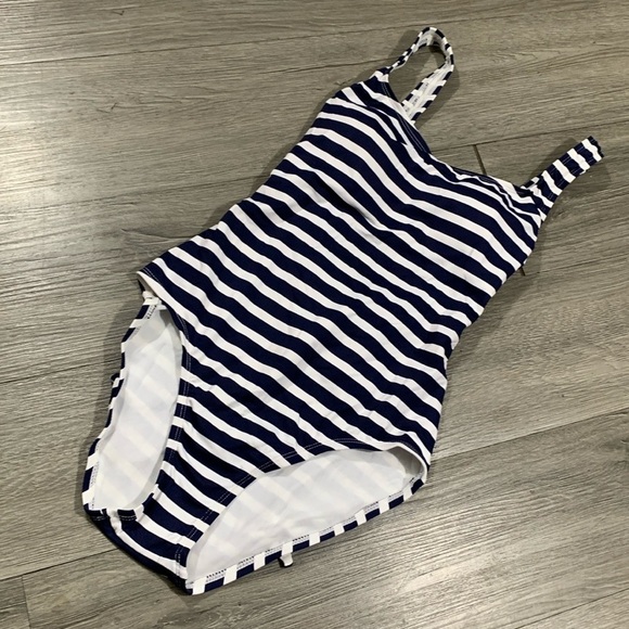Tommy Bahama Breton Stripe Navy & White Laced-Back One-Piece Swimsuit NWT size 4 - Picture 3 of 10